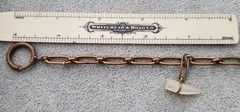 Antique Victorian Carved Horn Watch Chain Cornucopia Fob Charm Bracelet