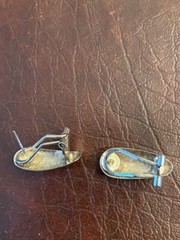 VTG MOTHER OF PEARL Dangle EARRINGS Silver Clips for Pierced Ears
