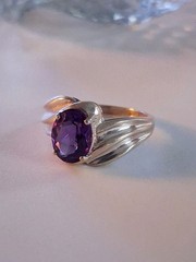 Vintage Oval Cut Amethyst Cocktail Band Ring Size 7 Sterling Silver