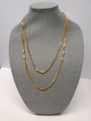 Monet Signed Double Chain 56 in Long Station Necklace Gold Tone Older Clasp VTG