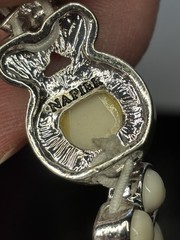 Vintage Napier Bracelet Necklace Set Cream Silver Tone