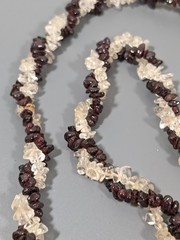 Vintage Red Garnet Clear Rock Crystal Quartz Twist Necklace 26 in
