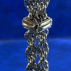 Vtg Silver Tone Metal Rope Bolo Slide Ball Tassel Bold Lariat Statement Necklace