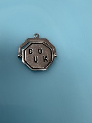 Antique 925 Sterling Silver Enamel Good Luck Hexagon Spinner Charm 2.4g