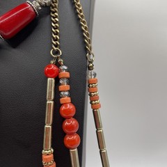 Necklace Lot Of 3 RED BOHO Eclectic, Glass, Metal, Plastic, Beads Estate
