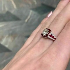 Art Deco 2.3CT Lab-Created Diamond & Ruby Engagement 14K White Gold Finish Ring