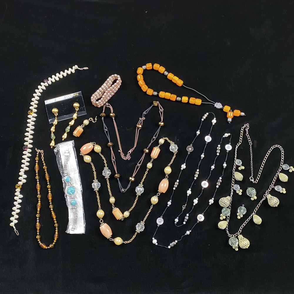 1970s 1980s 1990s Costume Necklace Earrings Lot Anne Klein Pearl MOP Dangle Etc.