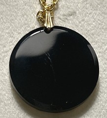 Vintage German Intaglio Glass Duck Pendant Necklace Gold Scene 24” MCM 1950s