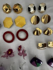 41 Pairs Vintage 80s Pierced Earrings Enamel Lucite Metal Etc Post Assorted Huge