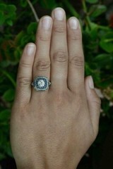 Vintage Art Deco CZ Lab Created Diamond Gorgeous Engagement 925 Silver Gift Ring