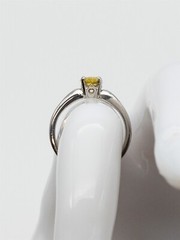 Orange Blossom .75ct Mine Pear Cut FANCY INTENSE YELLOW Diamond Platinum Ring