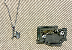 Vtg Pewter Torino WASHINGTON Trinket Box, Pin, Necklace, Pierced Earrings