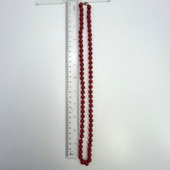 Vintage Monet Bright Red Lucite Bead Single Strand Necklace 25 in
