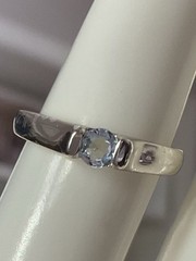 Vintage Sterling Silver 925 Signed SU Blue Topaz Flush Set Ring Size 7.5
