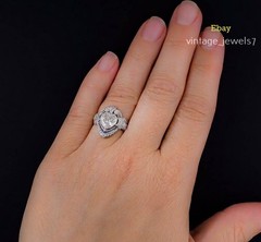 3.50CT Heart Lab Created Diamond Vintage Art Deco Engagement Ring 14K Gold Over