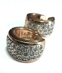Vintage PAJ CZ China Rose Gold Tone Pave CZ Huggie Hoop Earrings