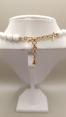 Vtg 1980s Monet White Glass Bead Knotted Strand Necklace 16″ w/ 2″ Extender
