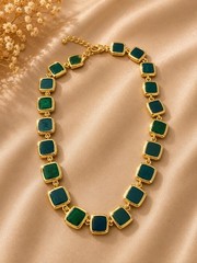 Vintage KJL Reversible Square Bezel Necklace and Clips