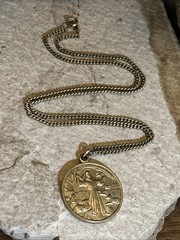 43. H. Sterling 925 Saint Francis Of Assisi Medal G.F. Chain Necklace 18″, 13.6g