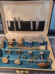 Men’s Swank Jewelry Box With Cuff Links Tie Pins And Clips See Description