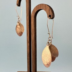 Vintage Sterling Silver Dangle Earrings Oval Disc Modernist Pierced French Wire