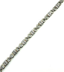 Vintage Signed FAS 925 Two Tone Sterling Silver Vermeil CZ Tennis Bracelet