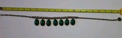 Vintage Old Pawn Necklace w 1″ Green Stones, Hand Made Coin Silver Settings 18″