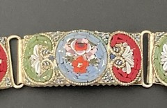 Mosaic Bracelet Vintage Italian Micro Tile Red Blue Green Flower 7.5″