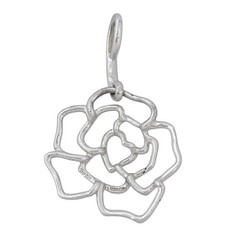 Vintage Sterling Silver 925 Open-Work Dimensional Rose Pendant