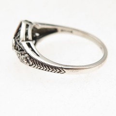 925 Sterling Silver Vintage Real Diamond & Sapphire Oxidized Ring Size 8.25