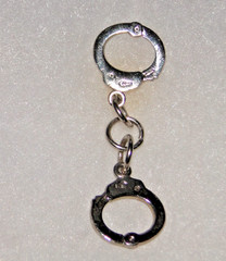 Vintage Zinc Alloy Miniature Law Enforcement Handcuffs Lapel Pin or Tie Tac