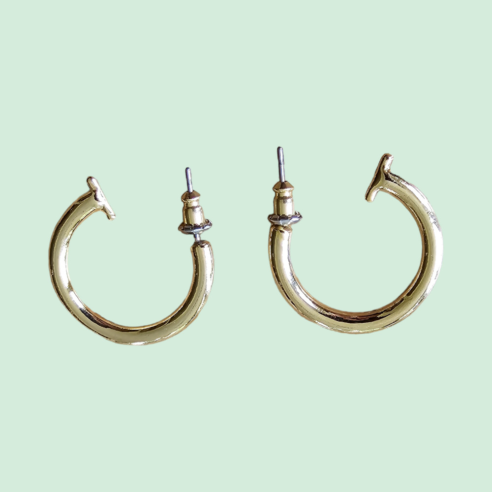 Vintage 18K Gold Plated Hoop Earrings For Pierced Ears 1980’s – Made in UK
