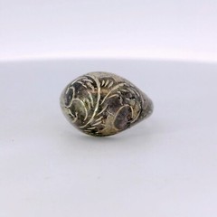 Sterling Silver Domed Etched Scroll Signet Ring