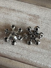 VTG Atomic Starburst Scatter Pins Mid-Century Blue Rhinestone Snowflake