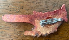 Handmade Bird Brooch Pin Lot of 3 Wood Leather Cardinal Feather Dove Vtg