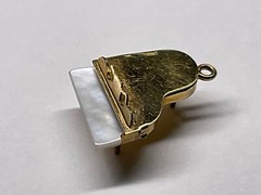 VTG JMS Piano Charm Pendant Opens Gold Filled Locket 3D Signed