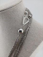 1960s silver tone multi chains ball beads open triangle design accents necklace