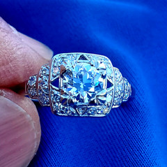 Original EARTH MINED DIAMOND Deco Engagement Ring Vintage PLATINUM Solitaire S 6