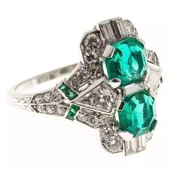 3.42Ct Art Deco Vintage Style Lab Created Emerald 14K White Gold FN Wedding Ring