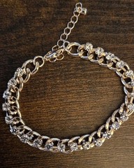 Estate Sale – Beautiful Gold Tone Combined Chain Bracelet CZ Stones Vintage