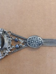 Vintage 900 coin Silver And Black Onyx Middle Eastern/Turkish Bracelet 7″