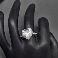 Sterling Silver Cubic Zirconia Heart Shaped Ring Size 8.75 925 JJJ 925 China