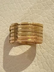 VINTAGE 18K TRICOLOR GOLD DIAMOND WAVE BAND RING 750 YELLOW WHITE ROSE 8 G 7