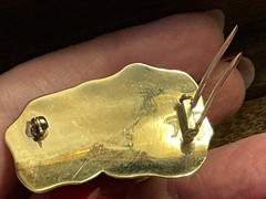 Solid 14k Gold William Ruser “The Two Angels” Brooch Fur Clip 30g Ruby Sapphire