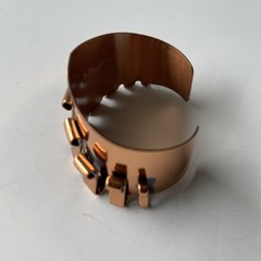 Vtg Renoir Copper Cuff Bracelet Mid Century Modern Wide Scroll Ribbon Signed MCM