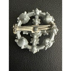 Vintage Pot Metal Brooch AJC Rhinestone Silver Tone Aurora Borealis Faux Pearl