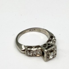 14k White Gold Vintage Art Deco Diamond Engagement Ring Size 3.5 (1705942-11)