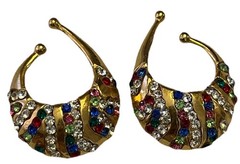 Vtg Idemaria IIQuartorecchino Signed Swarovski Crystal Glamour Ear Cuff Earrings