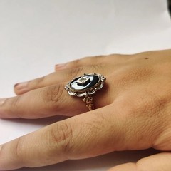 Art Deco Style Victorian handmade Black onyx Wedding Anniversary 925 Silver Ring