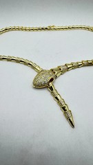 Vintage Goldenen Bronze Snake Choker Necklace